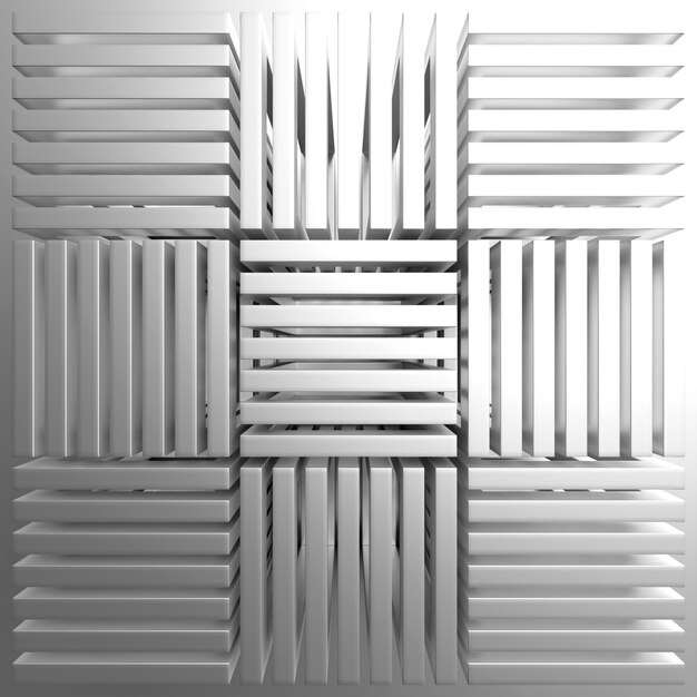 3d illustration of white wall stripes set of squares on\
monocrome background pattern geometry background pattern