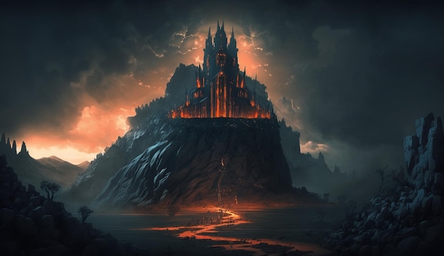 3d illustration of witch castle