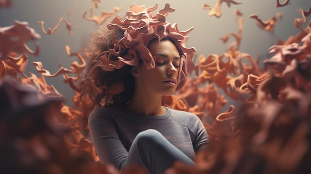 3d illustration of a woman with her overthinking