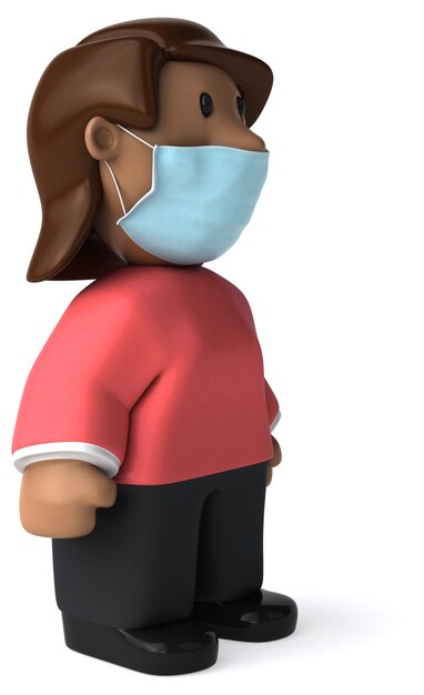 3D Illustration of a woman with a mask