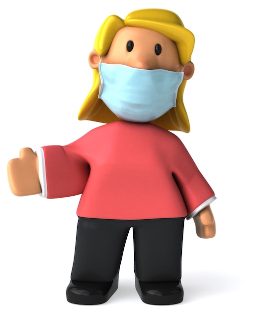 3D Illustration of a woman with a mask