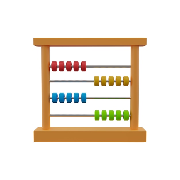 Photo 3d illustration of wooden abacus with colorful beads. abacus with colorful wooden beads.