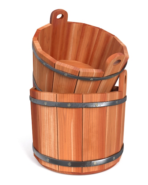 3d illustration the wooden coil with an iron rim