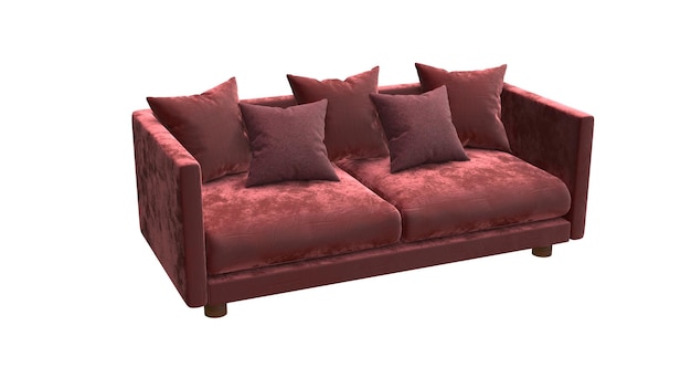 Трехмерная иллюстрация шерстяного дивана с многоцветным рисунком