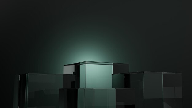 Photo 3d illustration work box podium with a gradient light