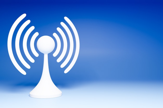 3D illustration of a working cellular connection WI-fi, 4G and  5G on a blue background.  icon for mobile phone or smart device.