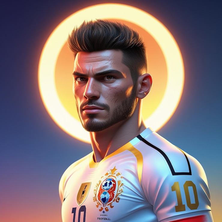 Photo 3d illustration of world football championship soccer player