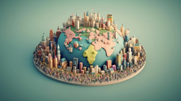 3d illustration of World Population Day