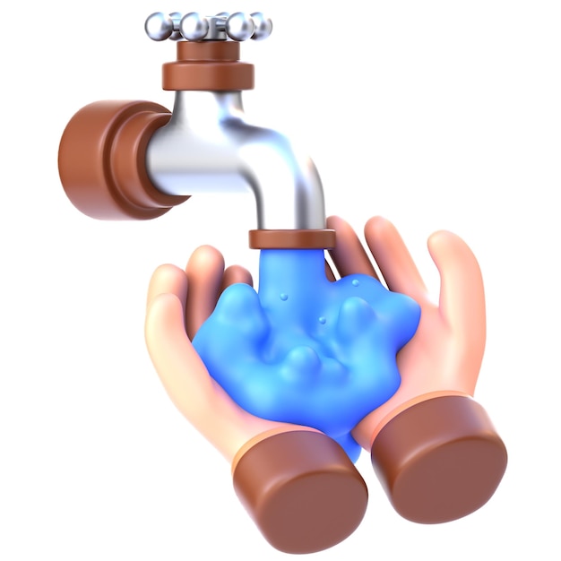 3d illustration of wudu islamic ablution ritual before prayer brownthemed