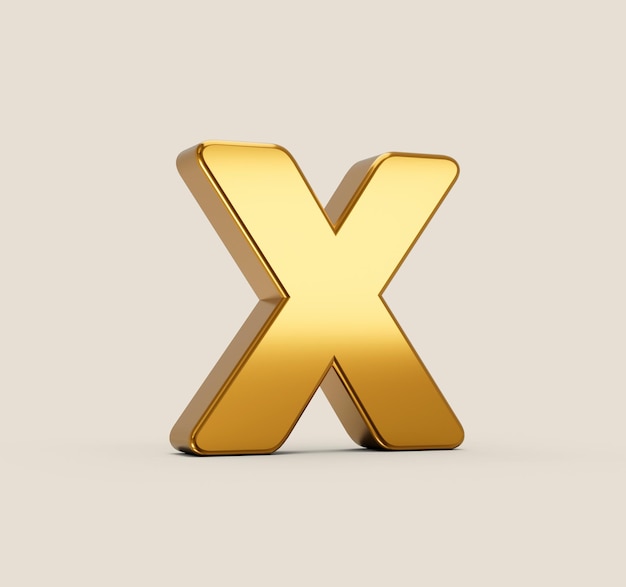 3d illustration of X alphabet on beige background with shadow