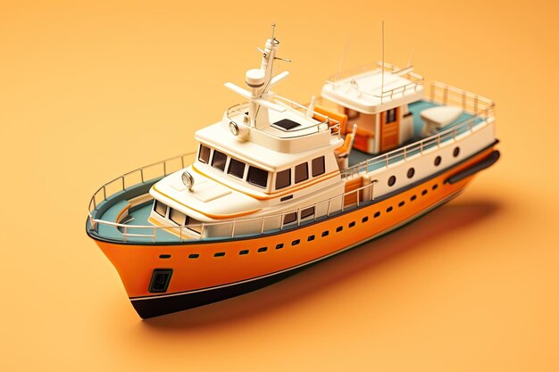 3d illustration yacht on yellow isolated