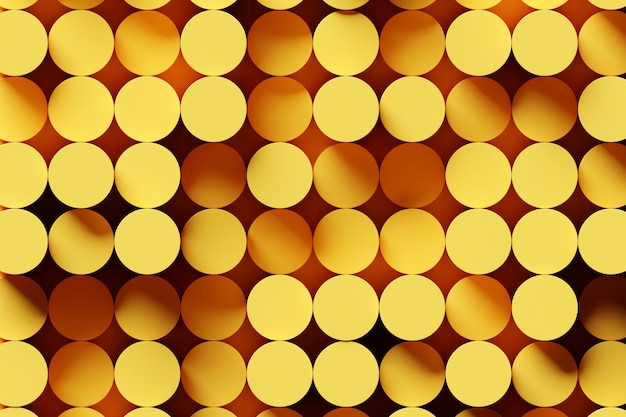 Photo 3d illustration of yellow circles. set of shapes on monocrome background, pattern. geometry  background