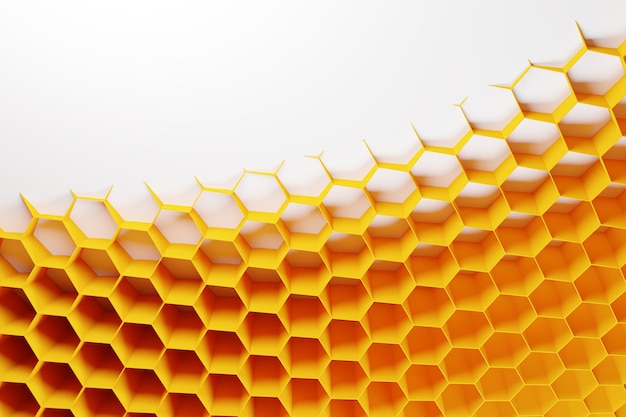 3d illustration of a yellow honeycomb monochrome honeycomb for honey.