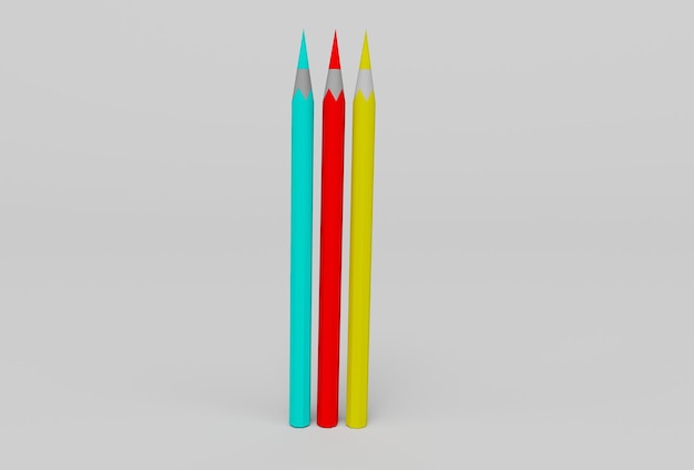 3D иллюстрация желтый карандаш на белом фоне