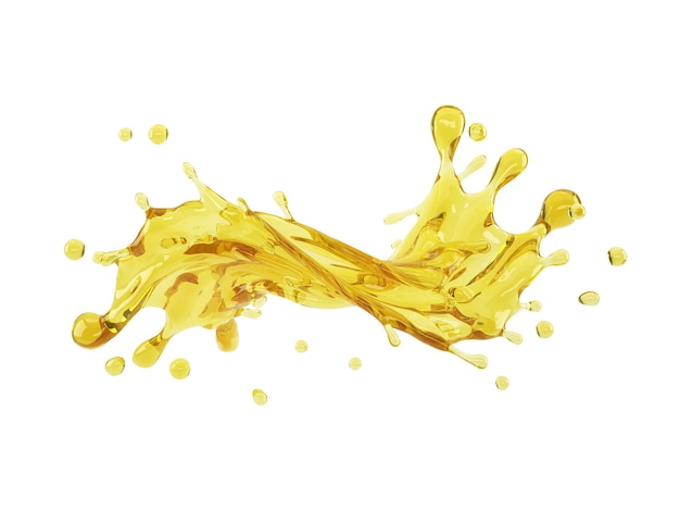 3d illustration of yellow splash on white background with clipping path