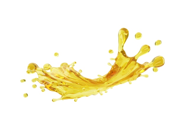 Photo 3d illustration of yellow splash on white background with clipping path