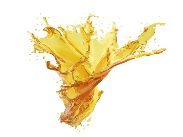 3d illustration of yellow splash on white background with clipping path