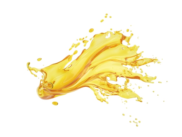 3d illustration of yellow splash on white background with clipping path