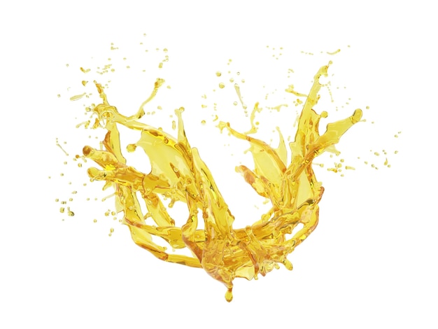 3d illustration of yellow splash on white background with clipping path