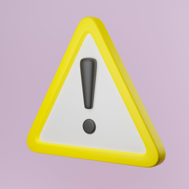 Photo 3d illustration yellow warning sign