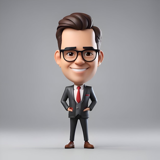 Photo 3d illustration of a young businessman with glasses and a black suit
