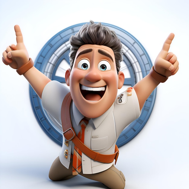 3D illustration of a young man wearing safari outfit with thumbs up