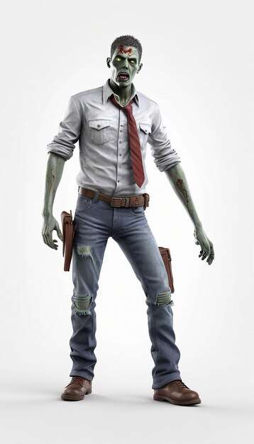 Photo 3d illustration zombie men isolated white background