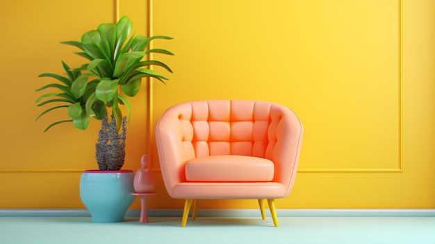 3d illustrationcolorful interior with a armchair