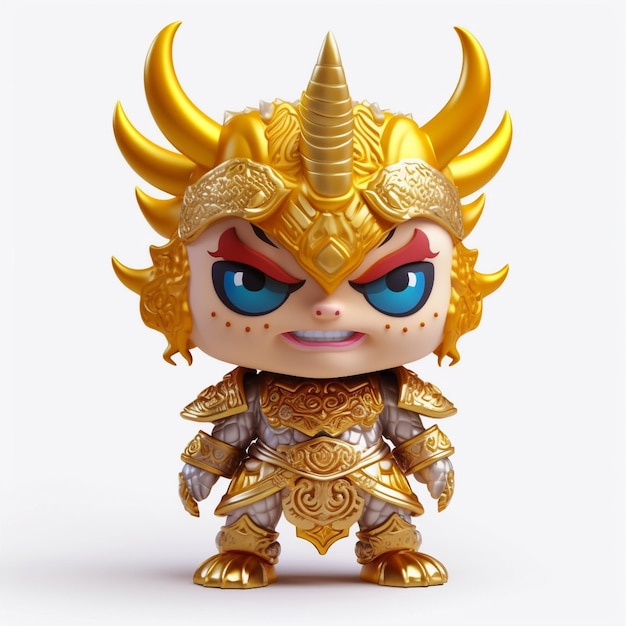 3D Illustrations Gold Horned demon