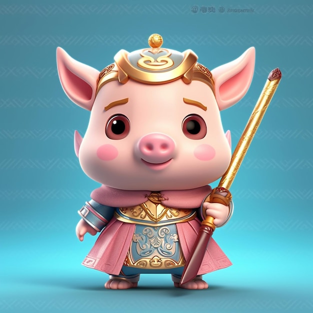 3D イラストレーション Zhu Bajie または Pigsy