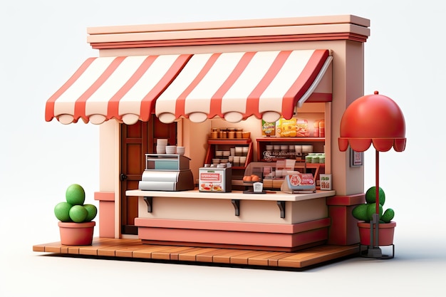 3d illustrator food stall