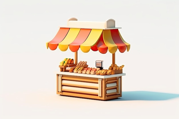 3d illustrator food stall