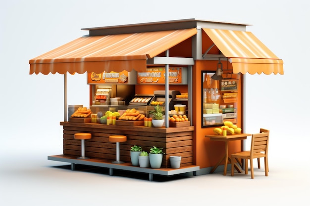 3d illustrator food stall