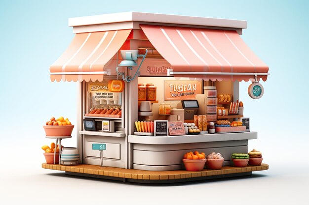 3d illustrator food stall