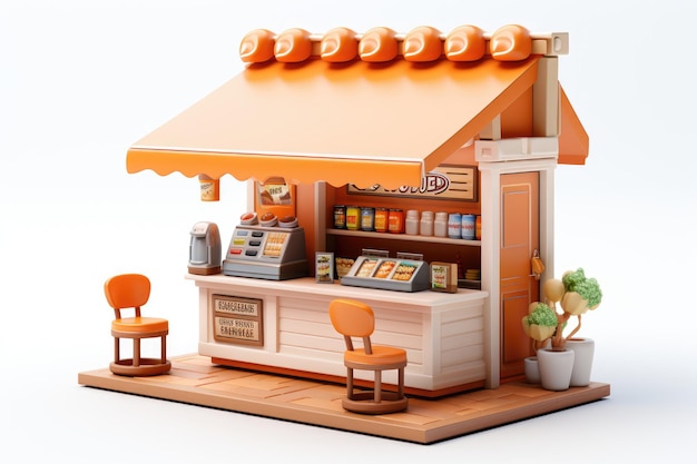 3d illustrator food stall