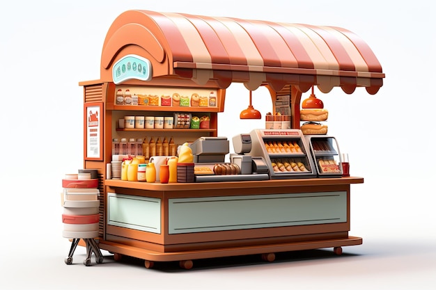 3d illustrator food stall