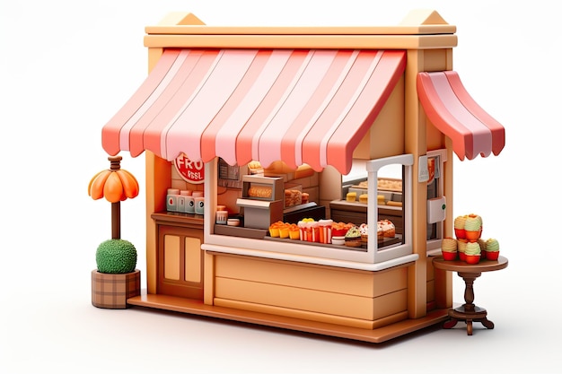 3d illustrator food stall