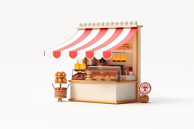 3d illustrator food stall