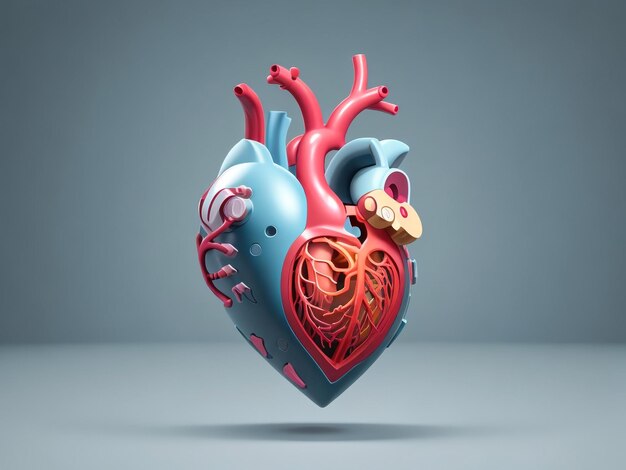 3D image of anatomical heart with gears pop