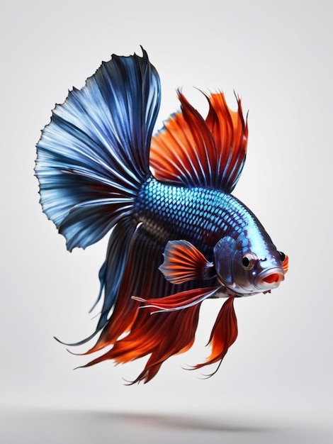 白い背景の美しい魚の3D画像