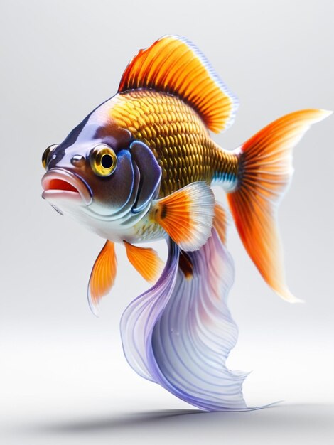 3d image of a beautiful fish on white background