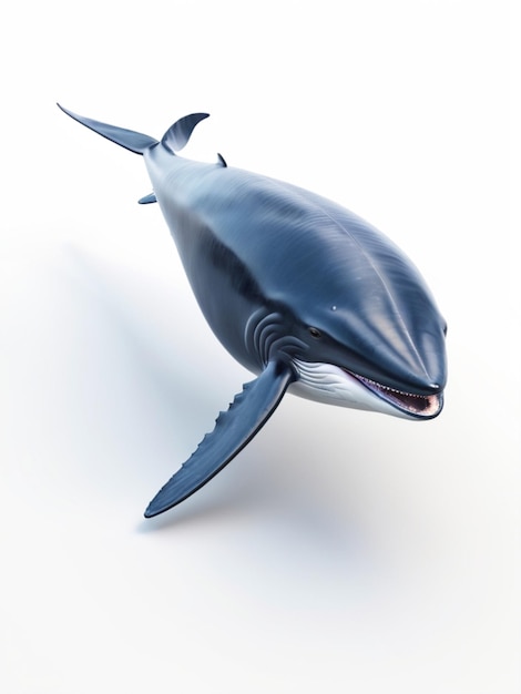 白い背景の青いクジラの3D画像