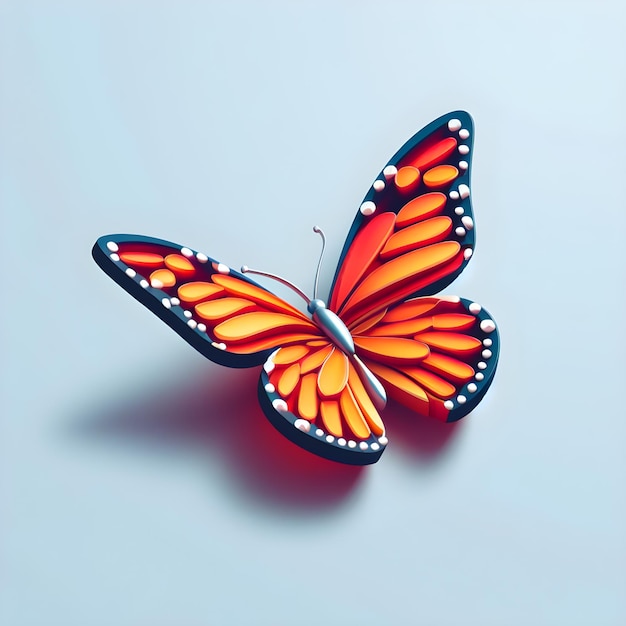 Photo 3d image of butterfly with light blue background