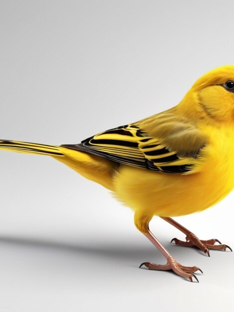 Photo 3d image of a canary bird on white background