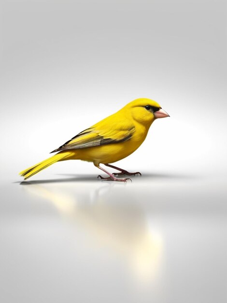 Photo 3d image of a canary bird on white background