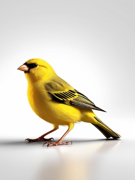 Photo 3d image of a canary bird on white background