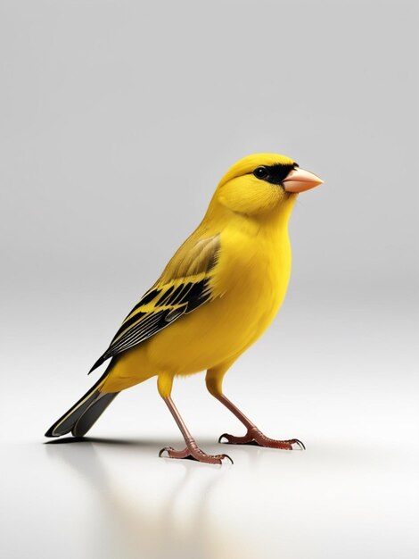 3d image of a Canary bird on white background