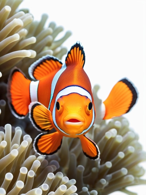 Photo 3d image of a clownfish fish on white background