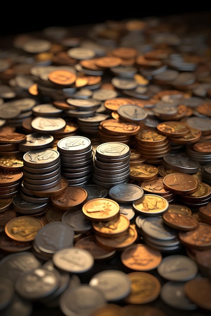 a 3D image of coins