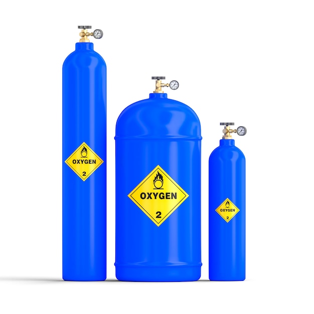 3d image of gas oxygen cylinders